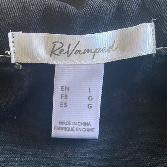 Revamped Black with White Stitching Denim Jacket, Size L - Picture 7 of 8